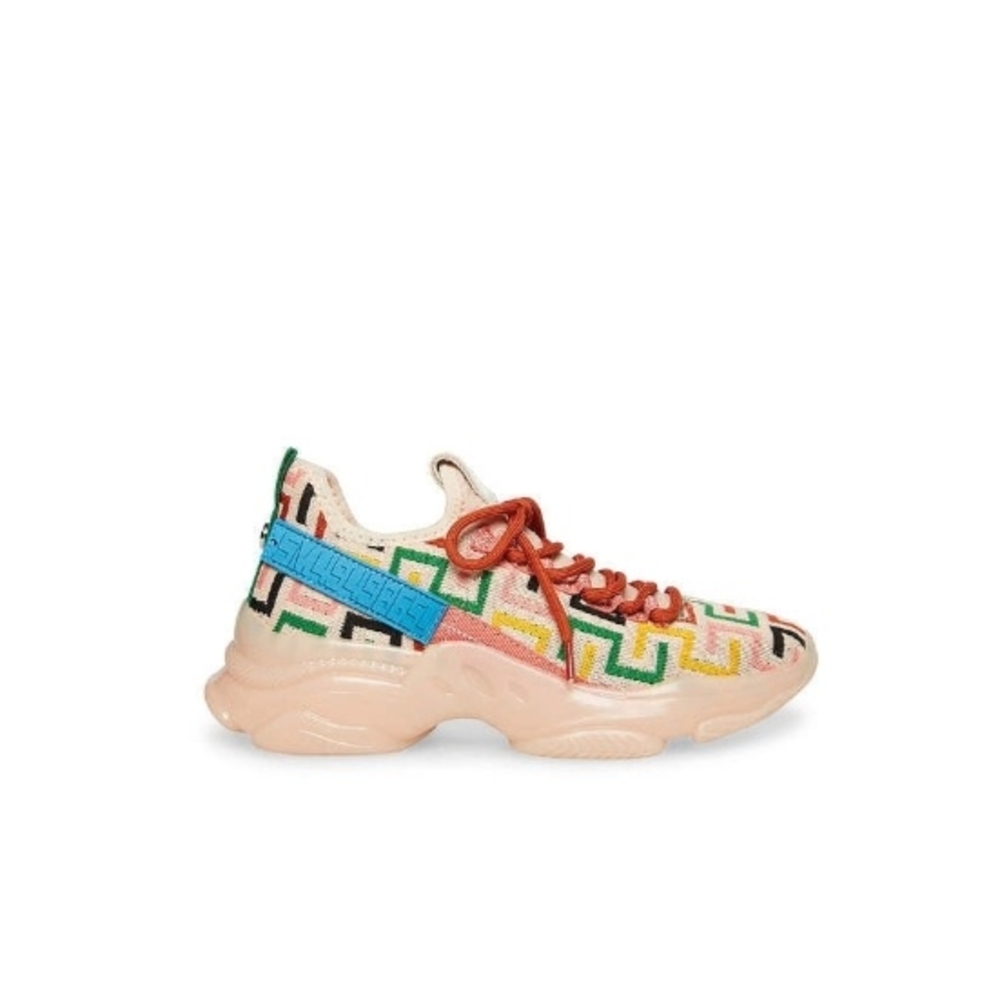 Steve Madden Red and Green Geometric Sneakers